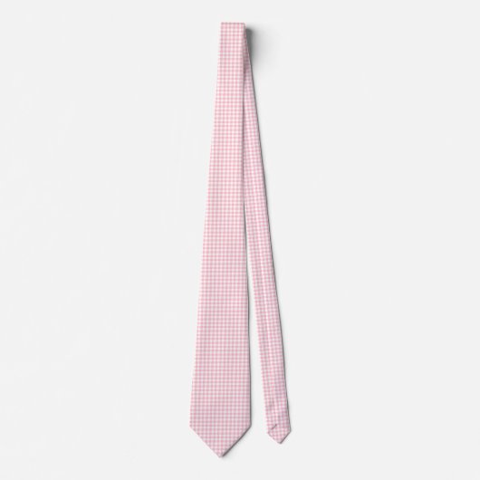 Roze en Wit Medium Size Gingham Checks Stropdas (Voorkant)