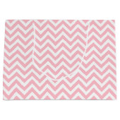 Roze en Wit Medium Size Horizontale Chevron Groot Cadeauzakje (Voorkant)