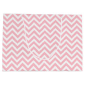 Roze en Wit Medium Size Horizontale Chevron Groot Cadeauzakje (Achterkant)