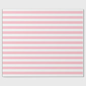 Roze en Wit Medium Size Horizontale Stripes Cadeaupapier (Vlak)