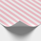 Roze en Wit Medium Size Horizontale Stripes Cadeaupapier (Hoek)