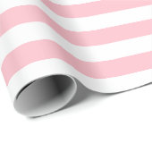Roze en Wit Medium Size Horizontale Stripes Cadeaupapier (Rol Hoek)