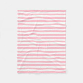 Roze en Wit Medium Size Horizontale Stripes Fleece Deken