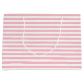 Roze en Wit Medium Size Horizontale Stripes Groot Cadeauzakje (Voorkant)