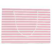 Roze en Wit Medium Size Horizontale Stripes Groot Cadeauzakje (Achterkant)