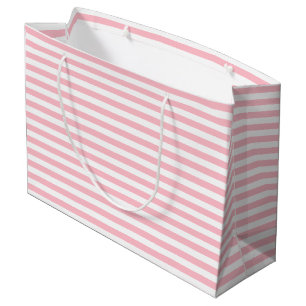 Roze en Wit Medium Size Horizontale Stripes Groot Cadeauzakje