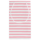 Roze en Wit Medium Size Horizontale Stripes Klein Cadeauzakje (Achterkant)