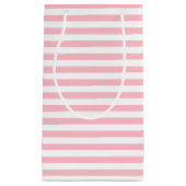 Roze en Wit Medium Size Horizontale Stripes Klein Cadeauzakje (Voorkant)