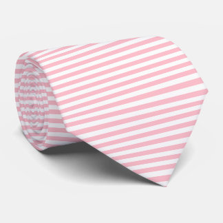 Roze en Wit Medium Size Horizontale Stripes Stropdas