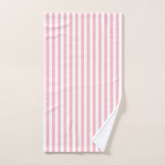 Roze en Wit Medium Size Verticale Stripes Bad Handdoek (Handdoek)