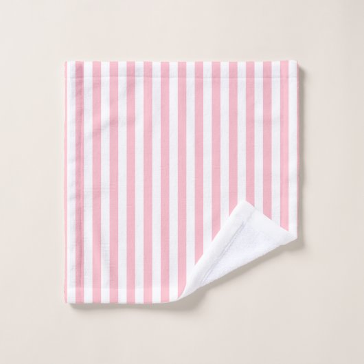 Roze en Wit Medium Size Verticale Stripes Bad Handdoek (Wasdoekje)