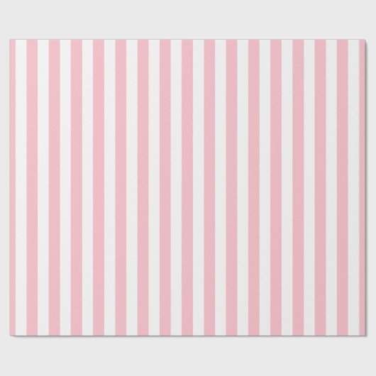 Roze en Wit Medium Size Verticale Stripes Cadeaupapier (Vlak)