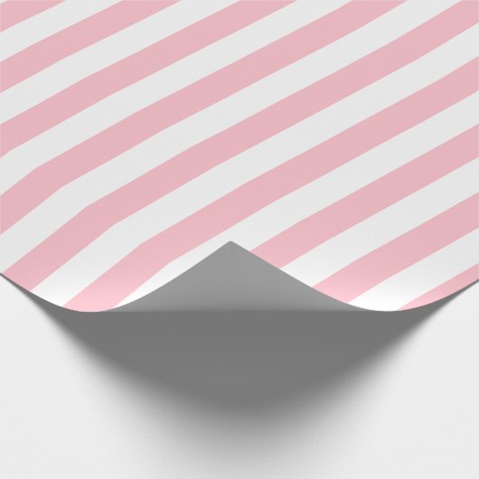 Roze en Wit Medium Size Verticale Stripes Cadeaupapier (Hoek)
