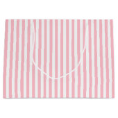 Roze en Wit Medium Size Verticale Stripes Groot Cadeauzakje (Voorkant)