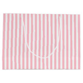 Roze en Wit Medium Size Verticale Stripes Groot Cadeauzakje (Achterkant)