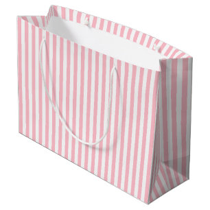 Roze en Wit Medium Size Verticale Stripes Groot Cadeauzakje
