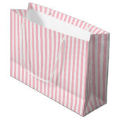 Roze en Wit Medium Size Verticale Stripes Groot Cadeauzakje (Voorkant Gekanteld)