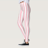 Roze en Wit Medium Size Verticale Stripes Leggings (Links)