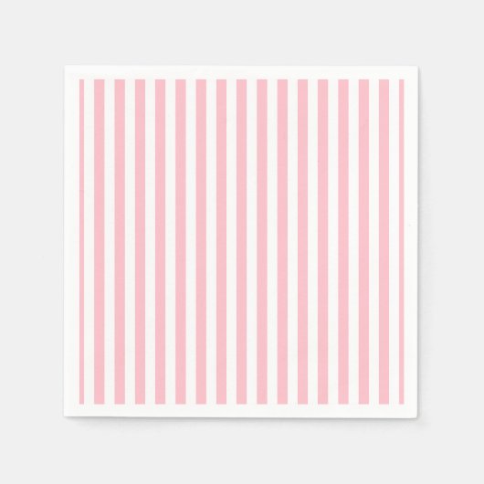 Roze en Wit Medium Size Verticale Stripes Papier Servet (Voorkant)