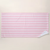 Roze en Wit Medium Size Verticale Stripes Strandlaken (Voorkant)