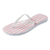 Roze en Wit Medium Size Verticale Stripes Teenslippers (Schuin)