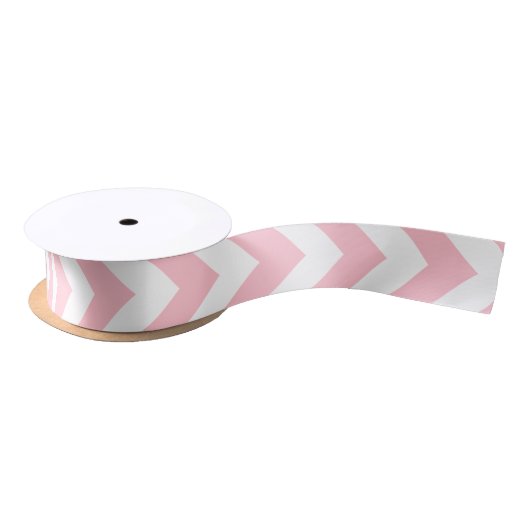 Roze en Wit Medium Verticaal Chevron Lint (Spoel)
