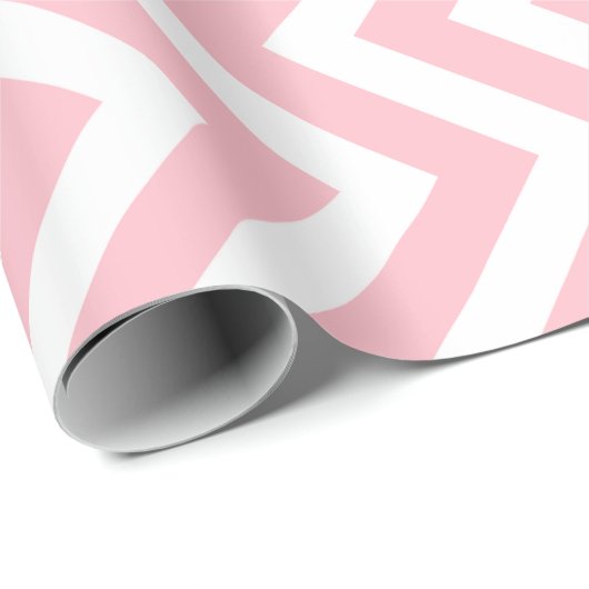 Roze en Wit Medium Verticale Chevron Stripes Cadeaupapier (Rol Hoek)