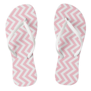 Roze en Wit Medium Verticale Chevron Stripes Teenslippers