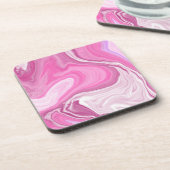 Roze en wit met een aanraking van Paarse marmerkun Bier Onderzetter (Linkerzijde)