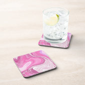 Roze en wit met een aanraking van Paarse marmerkun Bier Onderzetter (Rechterzijde)