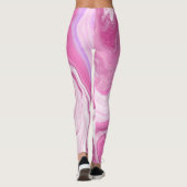 Roze en wit met een aanraking van Paarse marmerkun Leggings (Achterkant)