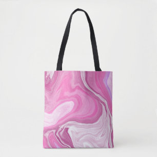Roze en wit met een aanraking van Paarse marmerkun Tote Bag