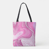 Roze en wit met een aanraking van Paarse marmerkun Tote Bag (Achterkant)