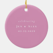 Roze en Wit Minimal Wedding Kerst Ornament (Achterkant)
