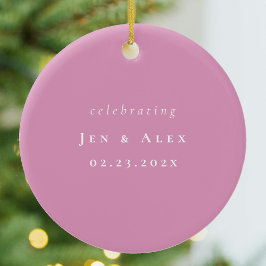 Roze en Wit Minimal Wedding Kerst Ornament