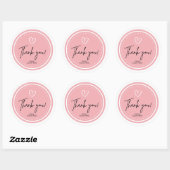 Roze en Wit Modern Dank u Cirkel Ronde Sticker (Vel)