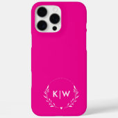 Roze en Wit | Modern Initialen Monogram Case-Mate iPhone Case (Achterkant)