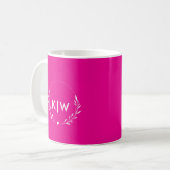 Roze en Wit | Modern Initialen Monogram Koffiemok (Voorkant links)