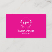 Roze en Wit | Modern Initialen Monogram Visitekaartje (Achterkant)