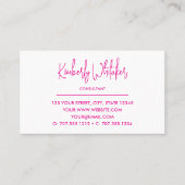 Roze en Wit | Modern Initialen Monogram Visitekaartje (Voorkant)