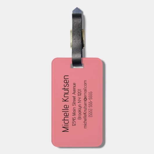 Roze en wit | Modern Monogram Custom Bagagelabel (Achterkant verticaal)