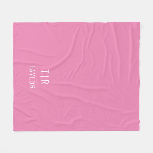Roze en wit modern monogram elegant fleece deken (Voorkant (Horizontaal))