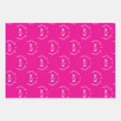 Roze en Wit | Modern Monogram Initiaal Inpakpapier Vel (Voorkant 2)