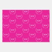 Roze en Wit | Modern Monogram Initiaal Inpakpapier Vel (Voorkant)