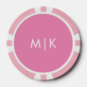 Roze en wit | Modern monogram Poker Chips (Voorkant)