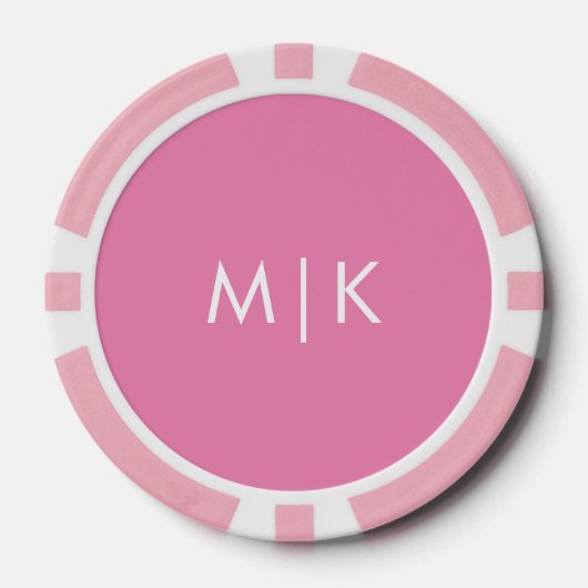 Roze en wit | Modern monogram Poker Chips (Voorkant)