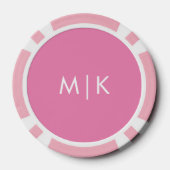 Roze en wit | Modern monogram Poker Chips (Achterkant)