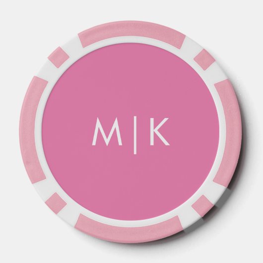 Roze en wit | Modern monogram Poker Chips (Achterkant)