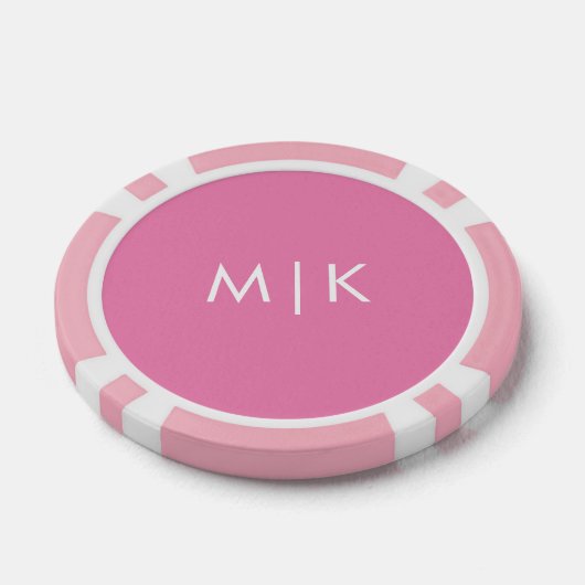 Roze en wit | Modern monogram Poker Chips (Enkel)