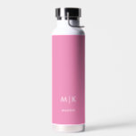 Roze en wit | Modern monogram Waterfles<br><div class="desc">Dit moderne waterflessenontwerp is voorzien van een kleurrijke roze achtergrond,  met uw initialen in vetgedrukte witte tekst voor een eenvoudige en stijlvolle,  maar professionele uitstraling.</div>